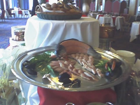 large fish tray on the buffet